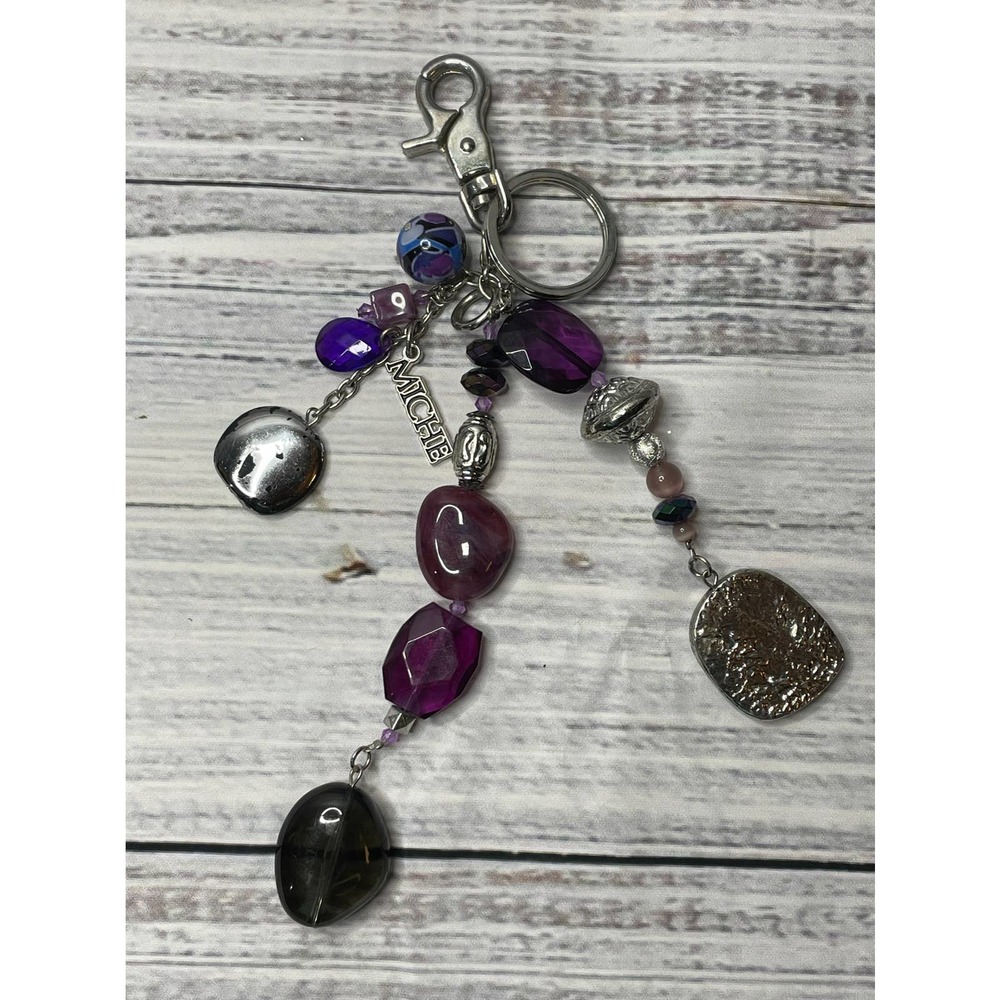 MISHE Silver and Purple Gems/Stones Dangle Vintage Keychain